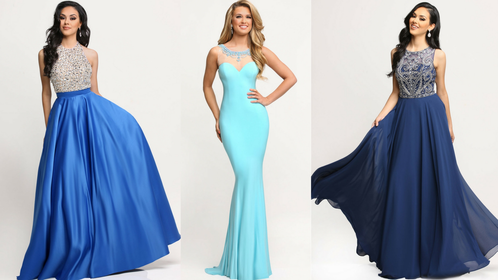 Beautiful in Blue: 9 Navy & Turquoise Gowns for Prom 2017