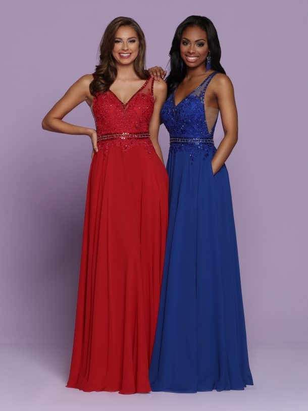 blue and red prom