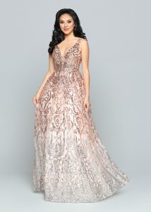 Plunging V-Neckline Prom Dress: Sparkle Prom Style #72167