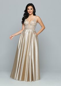 Gold Metallic Sparkle Prom Dress: Style #72205