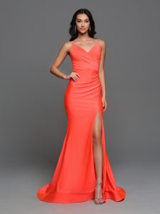 Jersey Knit Fit & Flare Prom Dresses for 2023: Orange Sparkle Prom Style #72230