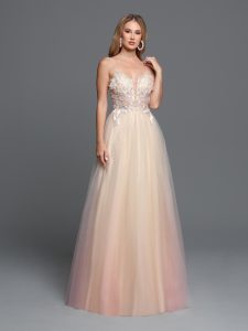 2023 Prom Dresses with Floral Details: 3D Fabric Flowers Sparkle Prom Style #72255