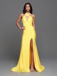 Jersey Knit Fit & Flare Prom Dresses for 2023: Yellow Sparkle Prom Style #72270