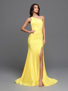 Jersey Knit Fit & Flare Prom Dresses for 2023: Yellow Sparkle Prom Style #72287