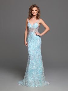 2023 Prom Dresses with Floral Details: 3D Fabric Flowers Sparkle Prom Style #72299